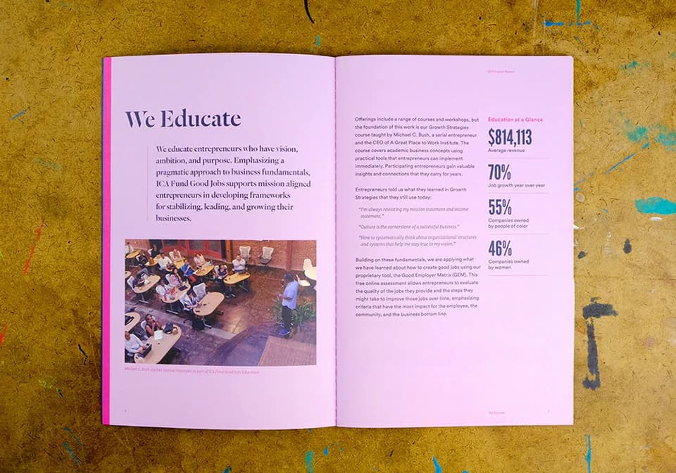 2017 Impact Report education section spread.