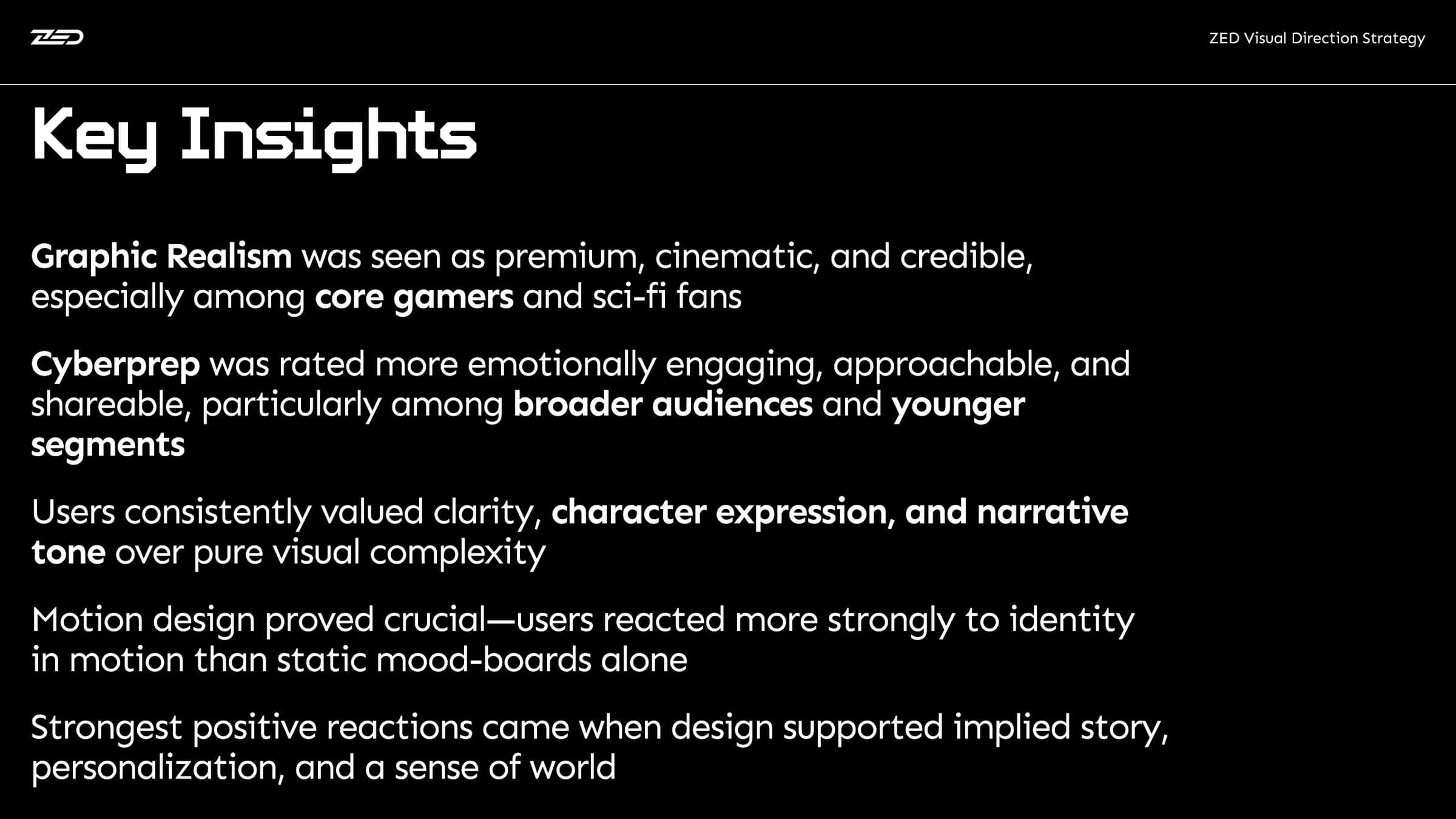 ZED key insights.